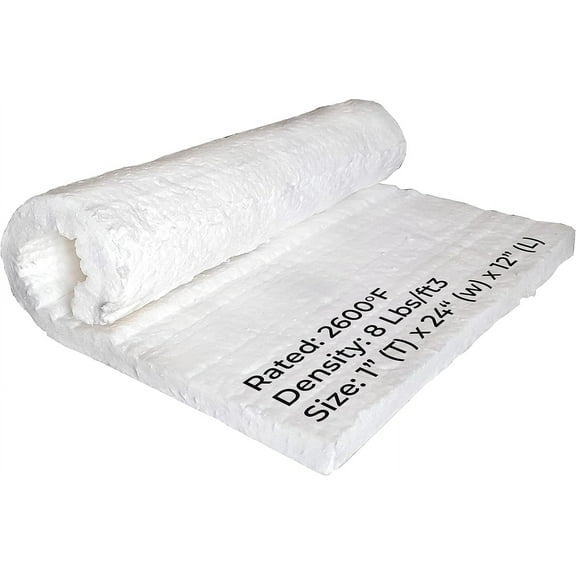 Simond Store Ceramic Fiber Blanket for Wood Stoves, Pizza Ovens, Kilns, Forges and More, 2600F 8 lb 1" x 12" x 24"