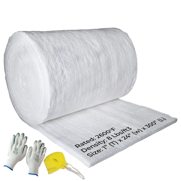 Simond Store Ceramic Fiber Insulation Blanket, Density-8Lb, 2600F, 1" x 24" x 25'
