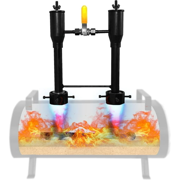 Simond Store Propane Forge Double Burner Kit, Propane Double Burner for Melting Furnace Foundry Forge Blacksmithing Jewelry Making Kiln Farrier - Steel Propane Burner with Valve