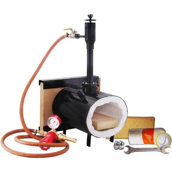 Portable Propane Forge Single Burner with One Side Brick Door, Blacksmithing Forge for Forging Tools Equipment Knife Making and Farrier - Oval Shape Forge