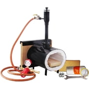 Portable Propane Forge Single Burner with One Side Brick Door, Blacksmithing Forge for Forging Tools Equipment Knife Making and Farrier - Oval Shape Forge