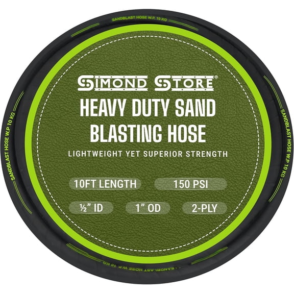 SIMOND STORE - Sandblast Hose - Sandblasting Hose 150 psi Maximum Pressure -10' Length, 1/2" ID, 1" Outside Diameter