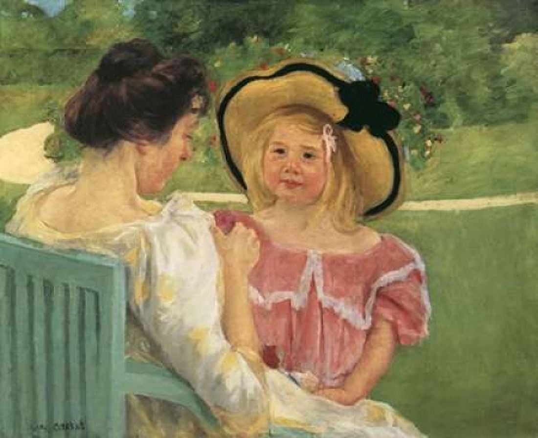 Simone And Her Mother In The Garden 1904 Canvas Art - Mary Cassatt (20 x 24)