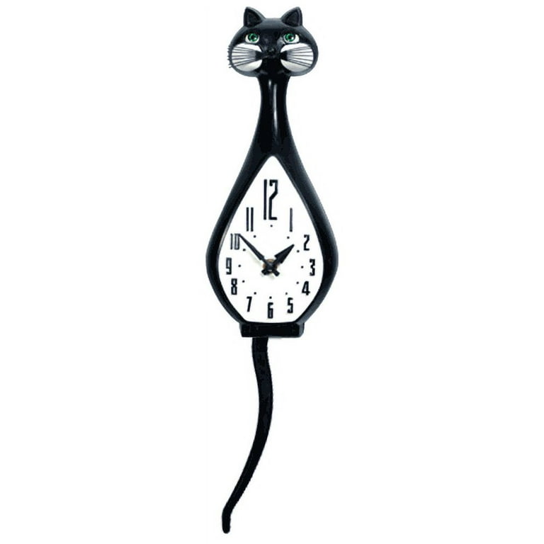Simone Animated Cat Clock - Black