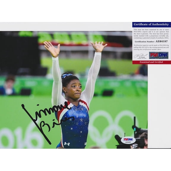 Simone Biles 2016 2024 Olympics Signed Autograph 8x10 Photo PSA/DNA COA B