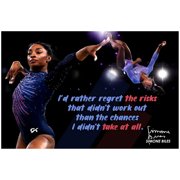 Simone Biles Motivational Poster Quote Inspirational Quotes Classroom Posters Gymnast Documentary Gymnastics Pro Black Legend Star Athlete Olympics Print Decor Wall Art G.O.A.T. USA