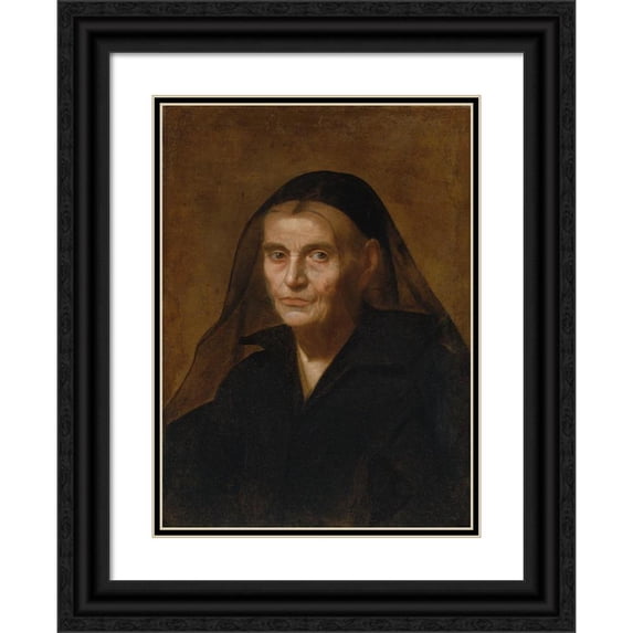 Simone Cantarini 14x18 Black Ornate Wood Framed Double Matted Museum Art Print Titled - Portrait of a Widow