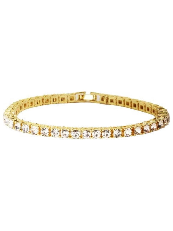 Distinctive Classic Tennis Bracelets - Your Choice 3mm or 5mm Diamonds w/ Sizes Ranging from 6.5" to 9" - Timeless Iced Sparkle (3mm Gold, 6.5)