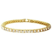 Simone Chic Distinctive Classic Tennis Bracelets - Your Choice 3mm or 5mm Diamonds w/ Sizes Ranging from 6.5" to 9" - Timeless Iced Sparkle (3mm Gold, 8)