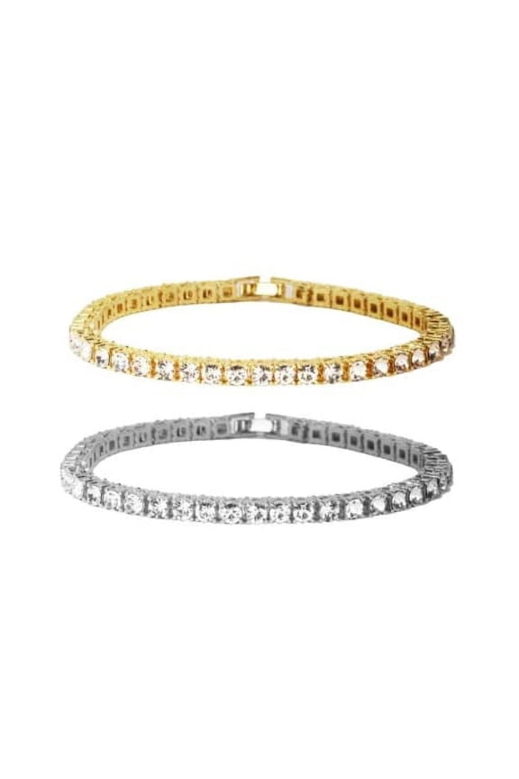Distinctive Classic Tennis Bracelets - Your Choice 3mm or 5mm Diamonds w/ Sizes Ranging from 6.5" to 9" - Timeless Iced Sparkle (5mm Gld-Slvr Combo, 7.5 Inchs)