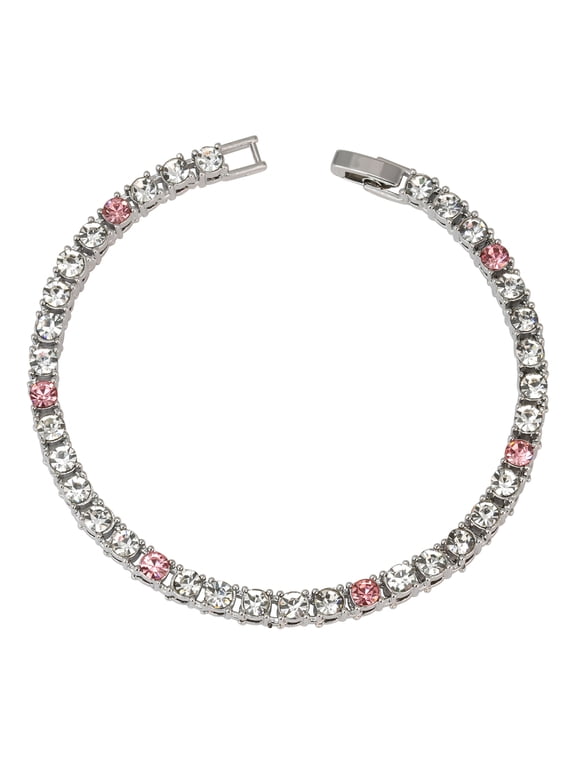 Distinctive Classic Tennis Bracelets - Your Choice 3mm or 5mm Diamonds w/Sizes Ranging from 6.5" to 9" - Timeless Iced Sparkle (5mm SLV Pink#, 7.5)