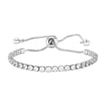 thumbnail image 1 of Simone Chic Distinctive Classic Tennis Bracelets - Your Choice 3mm or 5mm Diamonds w/Sizes Ranging from 6.5" to 9" - Timeless Iced Sparkle (Silver Adjustable, 4.1" to 10"), 1 of 4