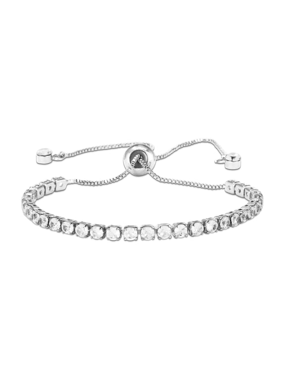 Distinctive Classic Tennis Bracelets - Your Choice 3mm or 5mm Diamonds w/Sizes Ranging from 6.5" to 9" - Timeless Iced Sparkle (Silver Adjustable, 4.1" to 10")