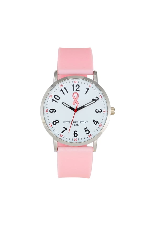 Watch for Nurse, Medical Professionals and Students  with Second Hand, Easy Read Dial - Hour & Second Arabic Time Indicator, and Silicone Band with Various Colour Choice (Pink)