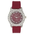 thumbnail image 1 of Simone Chic. Women's Big Rocks Fully Iced Bezel Colored Dial w/Easy Reader Roman Numerals Colorful Rubber Band Watch - ST10357LA Silver Plum Purple, 1 of 3