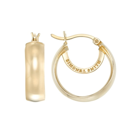 Simone I. Smith Sterling Silver Gold Tone High Polished Bold Round Hoop Earrings
