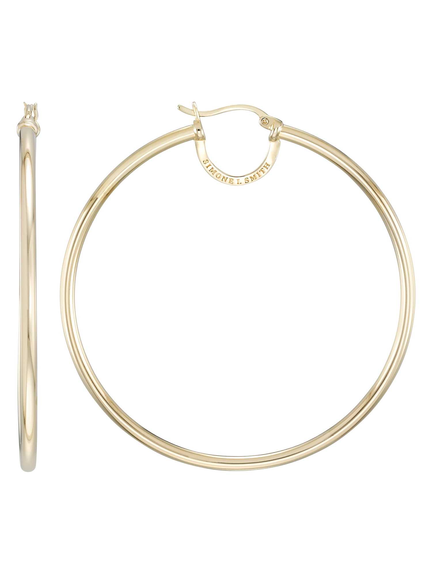 Simone I. Smith Sterling Silver Gold Tone High Polished Large Round Hoop Earrings