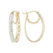 SIMONE I. SMITH FOR WALMART Simone I. Smith Sterling Silver Gold Tone Pave Crystal Oval Hoop Earrings