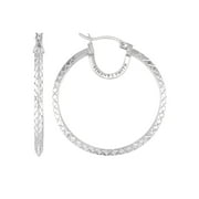 SIMONE I. SMITH FOR WALMART Simone I. Smith Sterling Silver Platinum Tone Diamond Cut Round Hoop Earrings