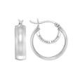 thumbnail image 1 of Simone I. Smith Sterling Silver Platinum Tone High Polished Bold Round Earrings, 1 of 5