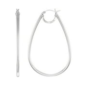SIMONE I. SMITH FOR WALMART Simone I. Smith Sterling Silver Platinum Tone High Polished Large Pear Shape Hoop Earrings
