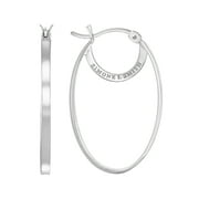 SIMONE I. SMITH FOR WALMART Simone I. Smith Sterling Silver Platinum Tone High Polished Oval Hoop Earrings