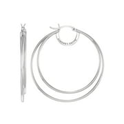 SIMONE I. SMITH FOR WALMART Simone I. Smith Sterling Silver Platinum Tone Large Double Hoop Earrings