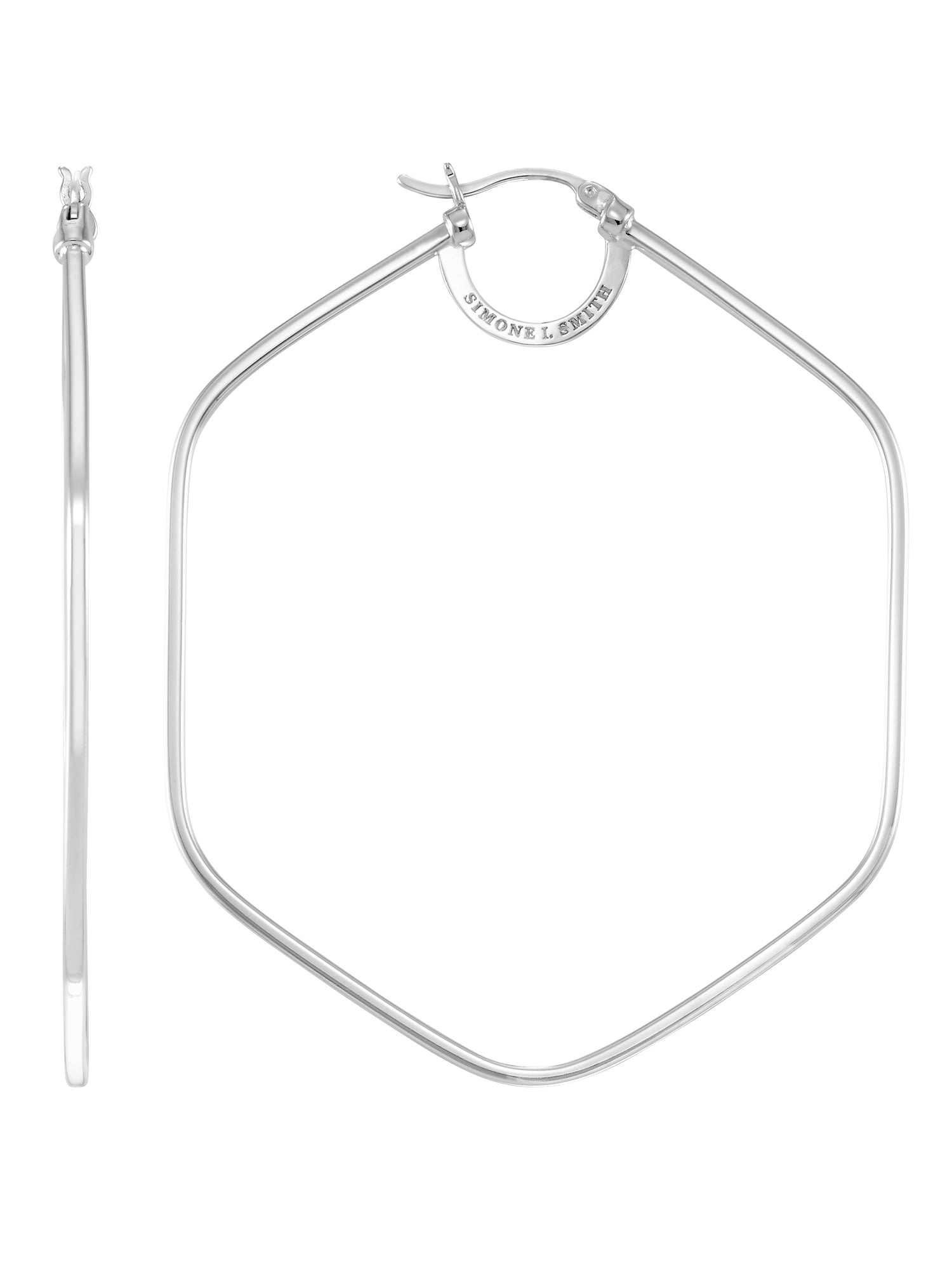 Simone I. Smith Sterling Silver Gold Tone Large Honeycomb Hoop