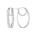 thumbnail image 1 of Simone I. Smith Sterling Silver Platinum Tone Pave Crystal Oval Hoop Earrings, 1 of 5