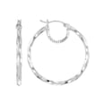 thumbnail image 1 of Simone I. Smith Sterling Silver Platinum Tone Round Twist Hoop Earrings, 1 of 5