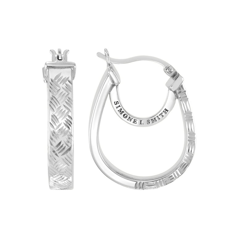 Simone I. Smith Sterling Silver Platinum Tone Woven Diamond
