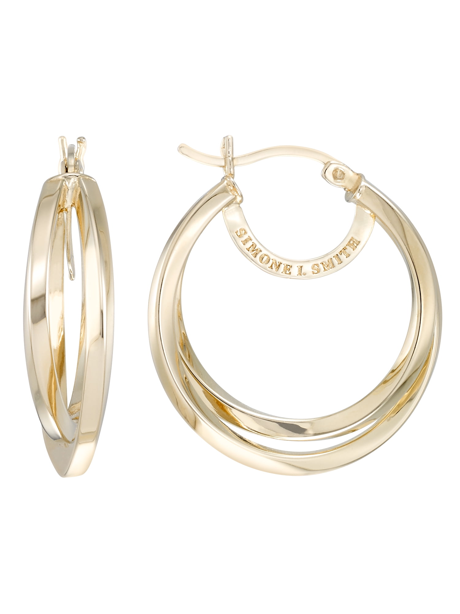 Double Hoop Earrings, Sterling Silver, 30 mm
