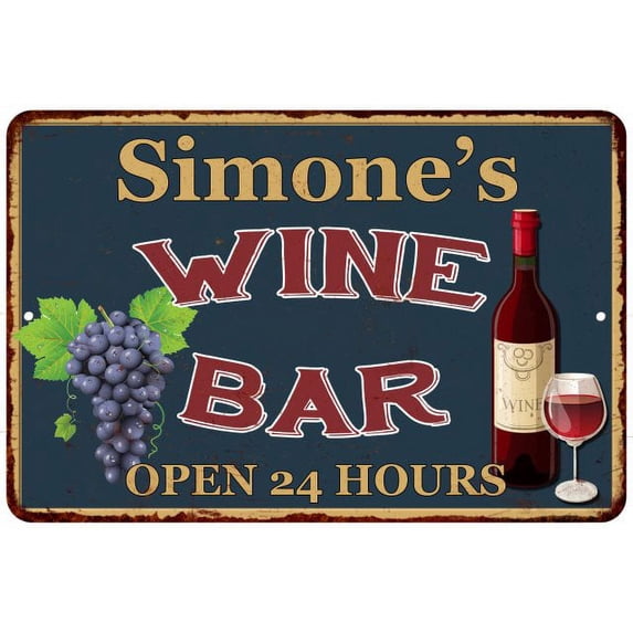 Simone's Green Wine Bar Wall Décor Kitchen Gift 12x18 Metal 112180043595