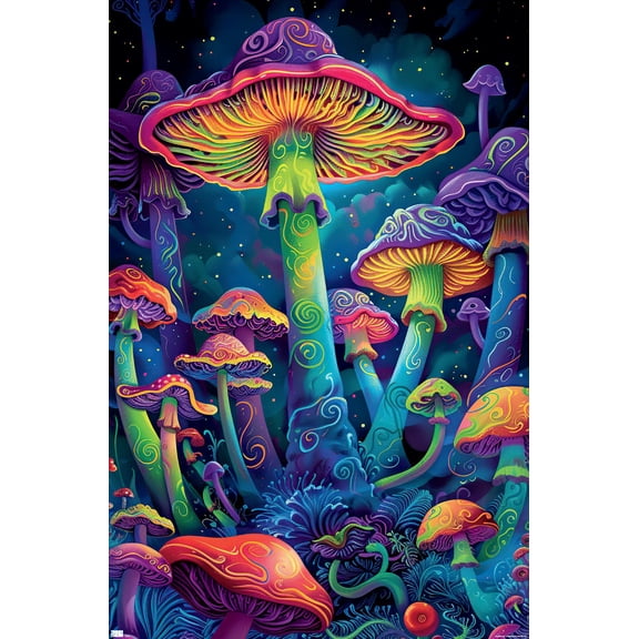 Simonetta Zambelli - Psychedelic Mushrooms Wall Poster, 14.725" x 22.375"