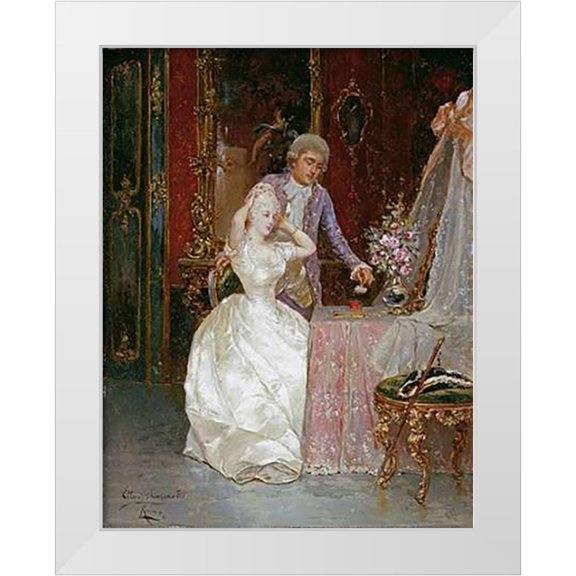 Simonetti, Ettore 12x14 White Modern Wood Framed Museum Art Print Titled - In The Boudoir