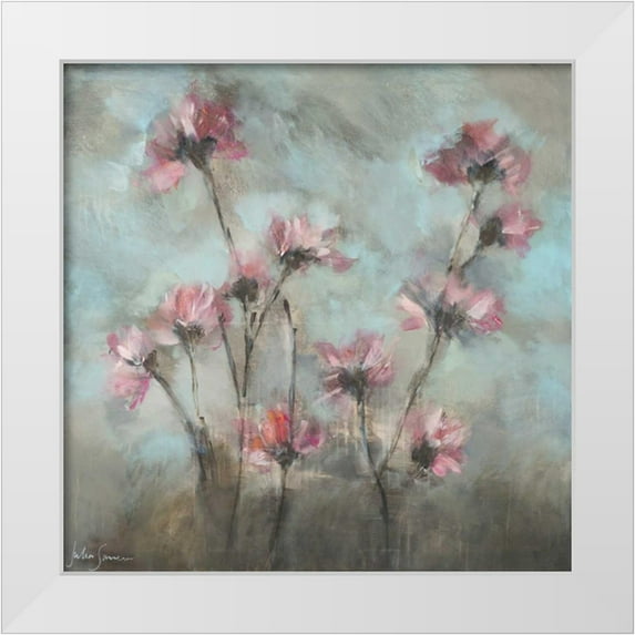Simonis, Julia 20x20 White Modern Wood Framed Museum Art Print Titled - Pink Flowers I