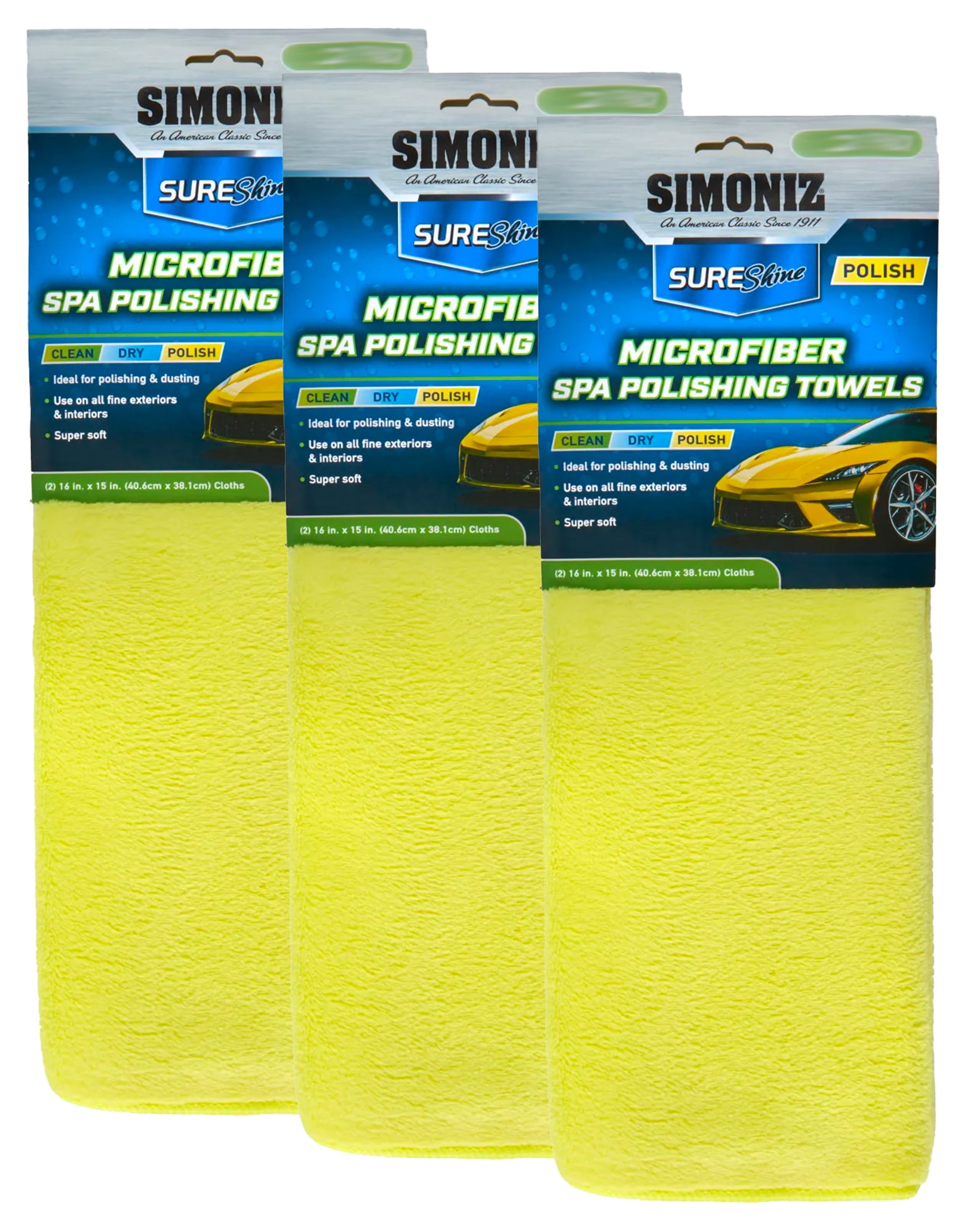 Simoniz Spa Polishing Towel - Premium Microfiber Car Cleaning Cloth Towels for Polishing and Car Detailing, 3 Pack