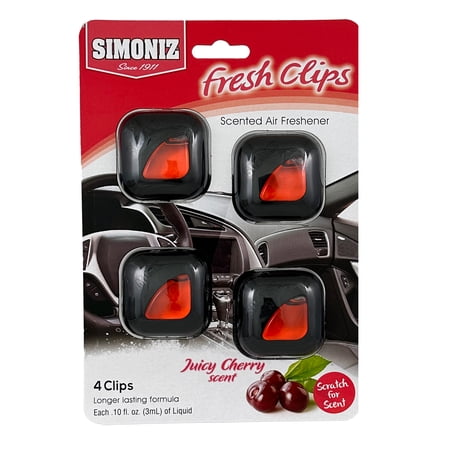 Simoniz Vent Clips - Juicy Cherry Car Vent Clip Air Freshener, Odor Eliminator for Strong Odor - Auto Vent Air Freshener Car