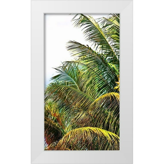 Simons 10x14 White Modern Wood Framed Museum Art Print Titled - Neon Palm I