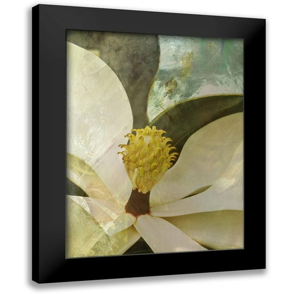 Simons 12x14 Black Modern Framed Museum Art Print Titled - Painted Magnolia