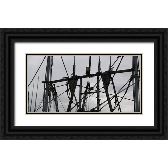 Simons 32x18 Black Ornate Wood Framed with Double Matting Museum Art Print Titled - Convergent I