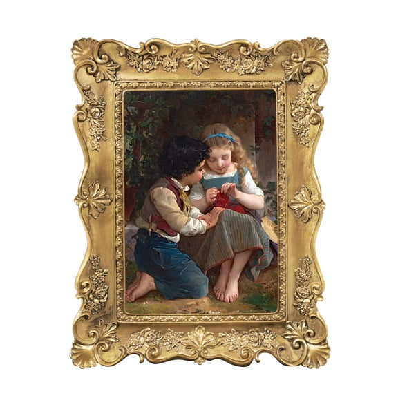 Simons Shop 4x6 Inch Resin Frame with Gold Floral Edge, for Display or Wall Hanging