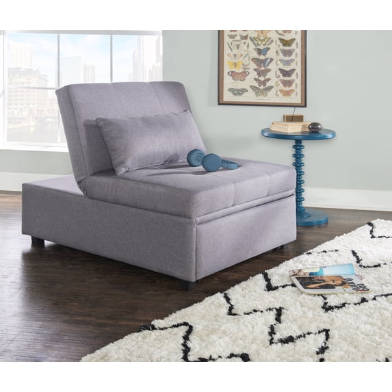 Simonson Space Saving Convertible Twin Bed, Lounge Chair, or Ottoman, Gray