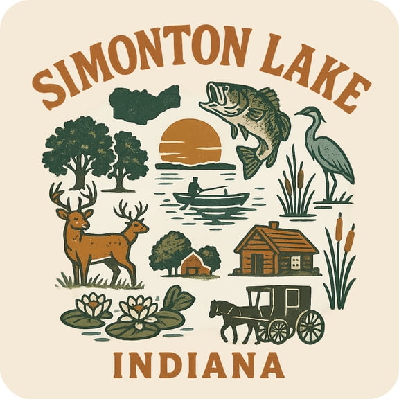 Simonton Lake Indiana Keepsakes Souvenir Vinyl Sticker – Destination Travel Keepsake Collectible (3-Inches Wide)