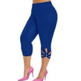 thumbnail image 1 of Simooset Women's Plus Size Soild Skinny Stretch Cropped Leggings, 1 of 2