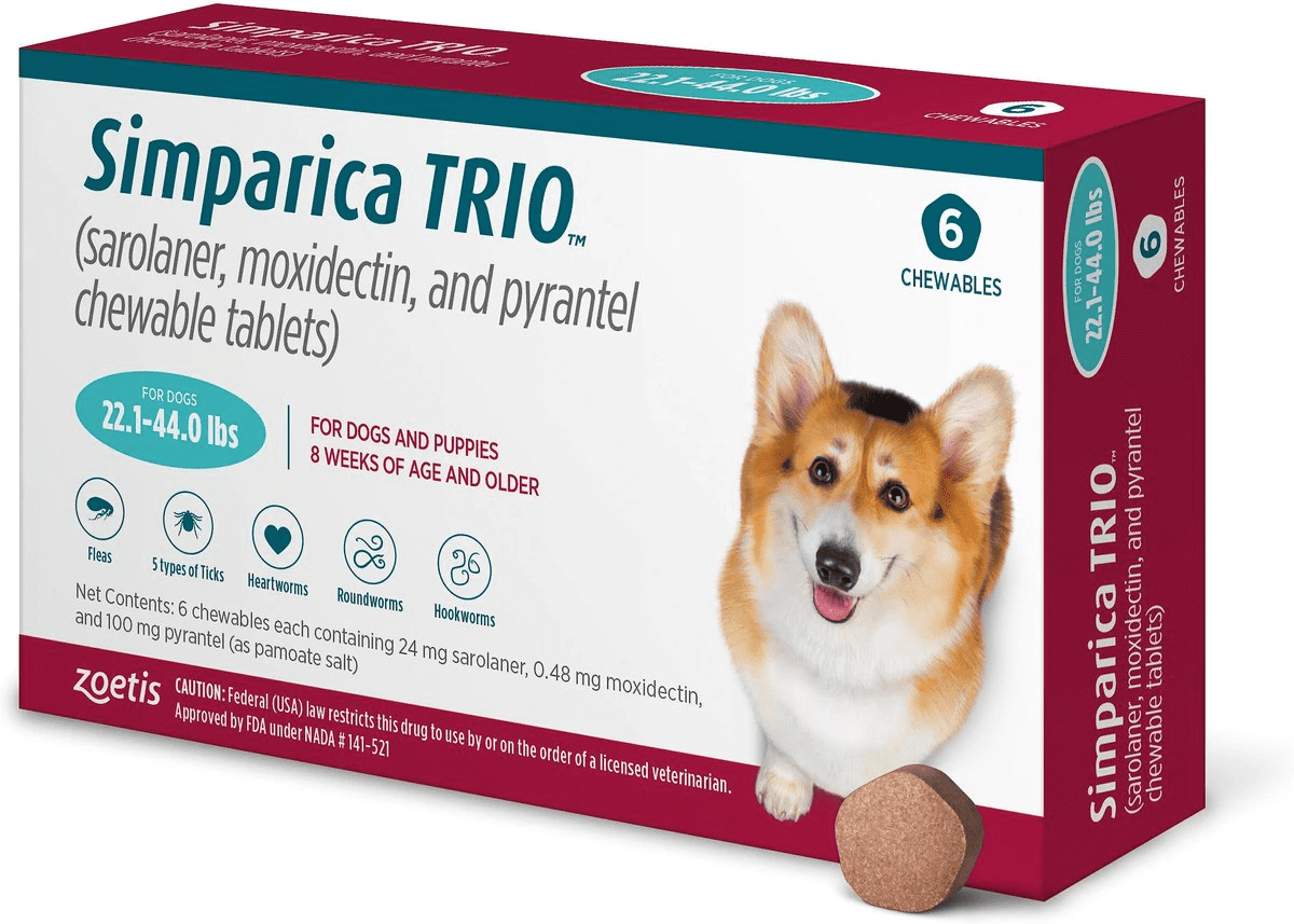 Simparica Trio® (sarolaner, moxidectin, and pyrantel chewable tablets