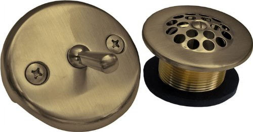 Simpatico 34851A Bath Tub Trip Lever Plate with Screws, 11/4" Shoe Strainer & 11/2" Bushing