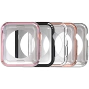 Simpeak 5PACK Soft Back Case Compatible with Apple Watch Series 9 8 7 41mm 45mm Series 6 SE 5 440mm 44mm Series 3 2 38mm 42mm,Clear/Black/Pink/Rose Gold/Silver, No Screen 41mm