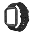 thumbnail image 1 of Simpeak Sport Band Compatible with Fitbit Blaze Smartwatch Sport Fitness, Silicone Wrist Band with Meatl Frame Replacement for Fitbit Blaze Men Women, Small, Black Band+Black Frame, 1 of 5