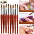 thumbnail image 1 of Simperf 10Pcs Brush Set, Red Wood Handle Sizes 12 for Acrylic Application, Extensions,3D Art Nail Brush Kit Nail Art Tips Nail Builder Brush for Nail Art Design Painting Pen Set Nail Tool, 1 of 8